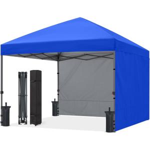 ABCCANOPY Easy Pop up Canopy Tent with 2 Sidewalls for Outdoor Sun Blocking or Rain Protection,10x10, Royal Blue