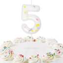 Rainbow 5th Birthday Number Candles, Rainbow Sprinkles Number 5 Candle Cake Topper Decorations, 5th Birthday Cake Candles for Boys Girls Party Supplies