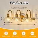 UOFUS Gold Vintage Vanity Light 3 Lights Bathroom Lighting Fixtures Over Mirror with Clear Glass Shade