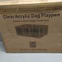 Clear Acrylic Dog Play Pen Indoor Pet Enclosure for Small Dogs & Cats, Outdoor Use with Door, Easy Assemble & Cleaning (White, 24“H, 10-Panel)
