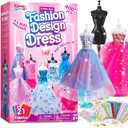 Klever Kits 400+PCS Fashion Design Crafts for Kids, Art and Crafts, DIY Sewing Kits with 3 Mannequins for Girls Aged 8-12, Birthday Presents, Toys for Kids