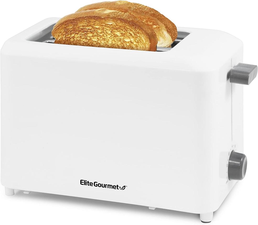 Elite Gourmet ECT-1027# Cool Touch Toaster, 7 Toast Settings Cancel Functions, Slide Out Crumb Tray, Extra Wide 1.5" Slots for Bagels Waffles Specialty Breads, Puff Pastry, Snacks, White