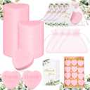 Demissle 60 Sets Scented Heart Soap Favors for Guests Baby Shower Favors Soaps Thank You Gifts with Thank You Tags Drawstring Organza Bag Guests Wedding Party Bridal Shower Gift(Pink)