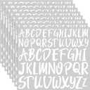 TaoBary 416 Pcs White Letter Stickers, 8 Sheets Cursive Alphabet Stickers, 2''& 3'', 2 Size Waterproof Vinyl Self-Adhesive Letter, Decor for Graduation Cap Scrapbook DIY Craft Mailbox Water Bottle