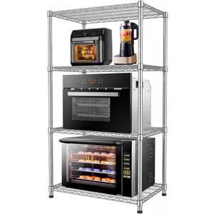 24"Depth Metal Wire Shelving Unit Metal Shelf Adjustable Storage Rack Kitchen Storage shelves 4 Tier Commercial Heavy-Duty 2200 LBS Sturdy Standing Steel for Home Garage Pantry 24"Dx 30"Wx59"H
