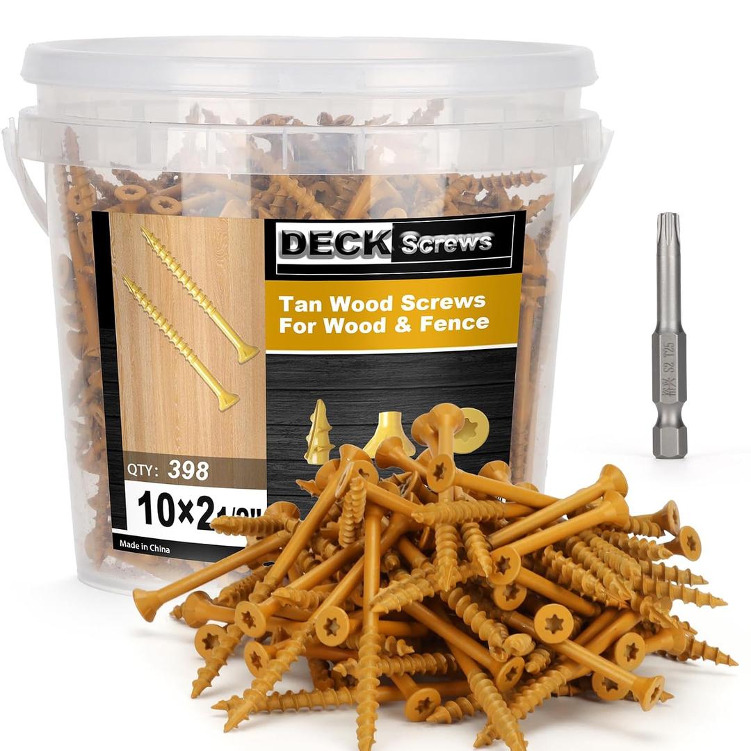 Deck Screws #10 x 2-1/2, T25 Star Torx Drive Flat Head Wood Screws, Tan, 5lb