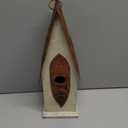 Glitzhome Bird Houses for Outside, Garden Hanging Birdhouse for Outdoors, 13.25" H Washed White Distressed Hand Painted Solid Wood Bird House for Bluebird Hummingbird Wren Finch Cardinals Cedar