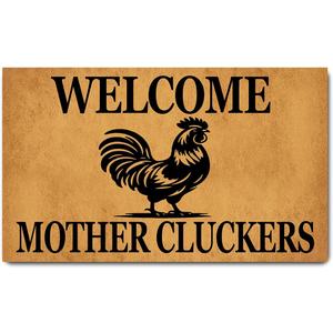 Funny Welcome Doormat Welcome Mother Cluckers Doormats for Entrance Way Indoor Monogram Colorful Doormat Personalized Non Slip Rubber Mat for Front Door Kitchen Rugs and Mats 30(L) x 18(W)