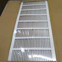 HVAC Premium 32'' x 12'' [Duct Opening] Flat Stamped Steel Return Air Grille - Sidewall and Ceiling - HVAC Vent Duct Cover - White [Overall Size: 33.75''w X 13.75''h]