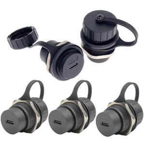 5PCS USB 3.1 Type C Panel Mounting Waterproof Connector, IP67 24 Pins Female to Female PA6BG33 Housing Double Head Adapter with Waterproof/Dust Cap