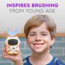 Sensory 360 Round U-Shaped Astronaut Design Mouthguard Electric Toothbrush for Kids Ages 2-7 - Automatic Memory Function - 5 Modes Toothbrush with Multiple Heads Kids Travel Essentials (White)