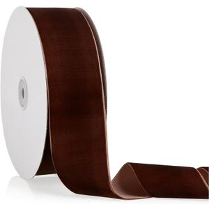 2" X 20 Yards Brown Velvet Ribbon for Christmas Tree Wreath Decoration Handmade Crafts Ornaments Gift Wrapping & Bow Making