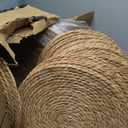 Set of 60 Round Woven Placemats 13.8 Inches Bulrush Placemats Natural Hand-Woven Boho Rattan Placemat Wicker Table Mats Farmhouse Weave Place Mats for Home Dining