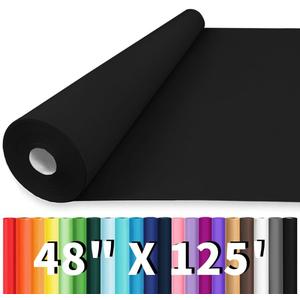 Vanhench 48"x1500"(125') Black Wrapping Paper, Birthday Wrapping Paper, Solid Color Art Kraft Craft Paper for Gift Wrapping, Birthday, Bouquet Flower Crafts Packing Poster Bulletin Board Paper