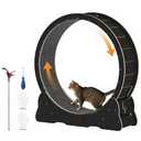 JFHID Cat Exercise Wheel for Indoor Cats, Quiet Large Cat Treadmill with Detachable Carpeted Runway & Lock, 46” Running Wheel for Pet’s Health and Entertainment, (Black, XL)
