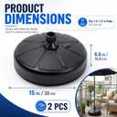 Geetery 2 Pack 40 Lbs Fillable Umbrella Base, Round HDPE Water & Sand Filled Patio Umbrella Weight, Weighted Market Table Base for 1.4-1.5'' Poles, for Outdoor Deck Garden, Poolside, Black