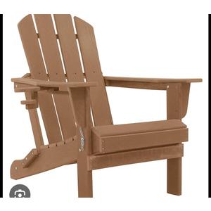 Adirondack Chairs, HDPE All-Weather Adirondack Chair, Fire Pit Chairs (Folding with Cup Holders, Color Brown)