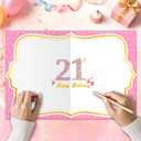 Happy 21st Birthday Card Gift Decorations Gift for Girls Her, 10.6 x 7.9 Inch
