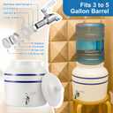 FillTouch Ceramic Water Dispenser Crock Water Dispenser with 304 Stainless Steel Faucet, Valve and Lid for 3 to 5 Gallon Jugs Porcelain Cooler for Home Office Indoor Outdoor Party Use(Blue Stripes)