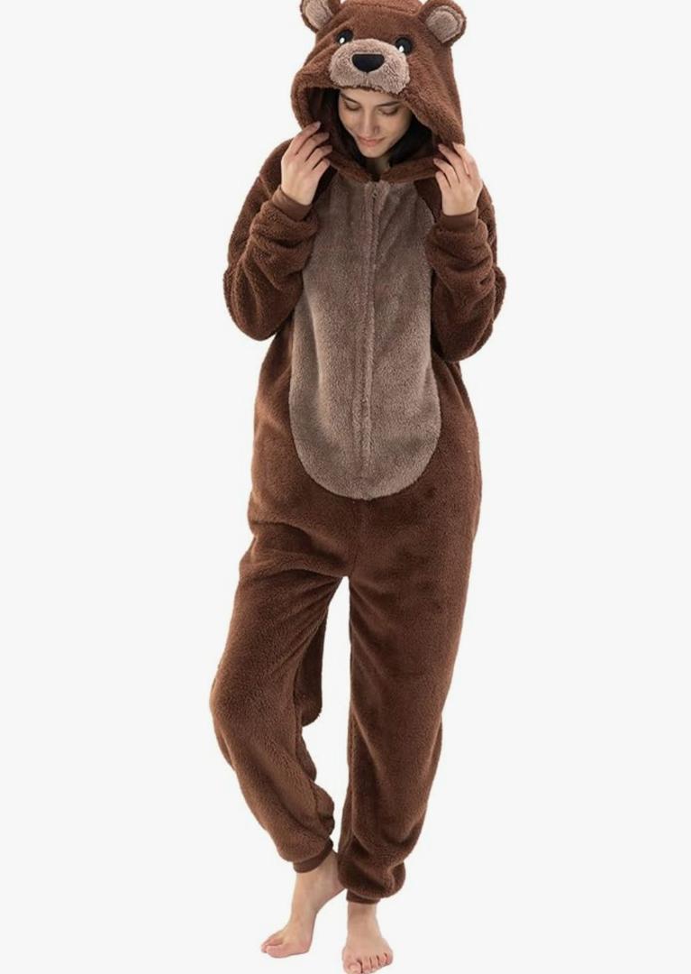 Unisex Adult Onesie Pajamas, Flannel Cosplay Animal One Piece Halloween Costume Sleepwear Homewear Large