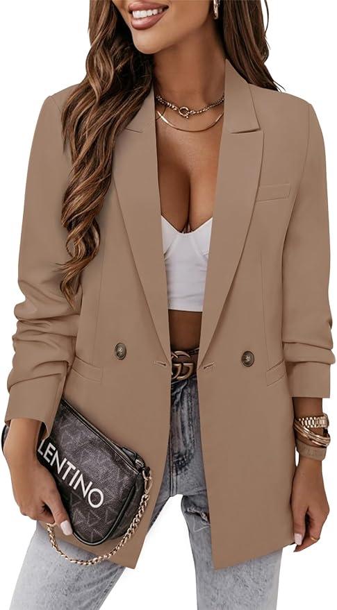 CRAZY GRID Women Business Casual Blazer Jacket Fashion with Lined Work Professional Suit Jacket, XXL
