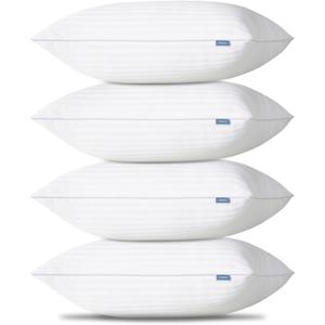 CozyLux Pillows Queen Size Set of 4, Cooling Hotel Quality Bed Pillows with Premium Soft Down Alternative Fill for Side Back and Stomach Sleepers - 4 Pack, Queen, 18x28 Inches (White)