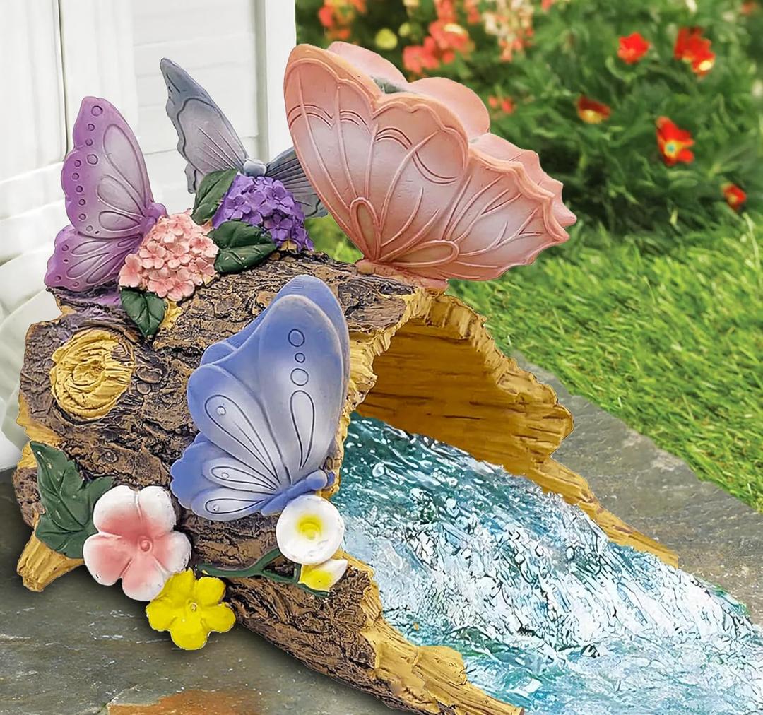 Teaeeno Butterfly Garden Gutter Downspout Extension, Resin Butterfly Figurine,Ornament Splash Block Anchor for Downspout Extension,Outdoor Drain Decor,Animal Accents,Perfect Rain Diverter for 3x4