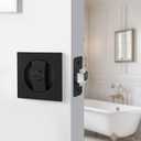 goldenwarm Matte Black Square Pocket Door Lock, Pocket Door Hardware for 2-1/8'' Round Bore Hole, Pocket Door Handles Fit 1-1/4'' to 2'' Thickness Sliding Door 2-3/8'' Latch 1 Pack