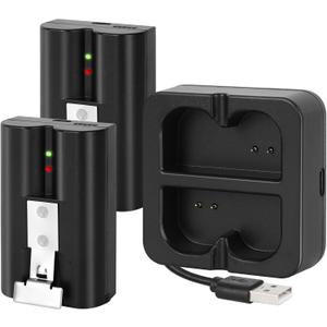 2-Pack 6040mAh Replacement Battery for Ring Doorbell with Charger Station, Release Rechargeable Battery Compatible with Ring Video Doorbell 2/3/3 Plus/4, Spotlight Cam, Stick Up Cam, Peephole Cam