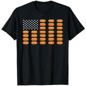 Hot Dog American Flag July 4th Patriotic USA Summer BBQ T-Shirt for Men Women Kids, XL