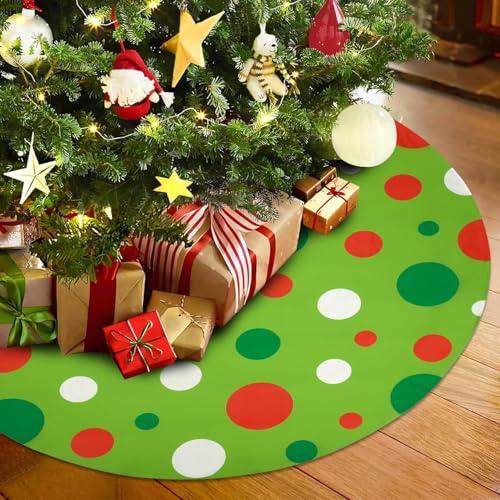 tetcuican Christmas Tree Skirt 48 Inch, Large Believe Christmas Decorations Tree Skirt, Red and Green Xmas Party Decorations Mat for Xmas New Year Festive Holiday Party Decorations Christmas Tree Skirt