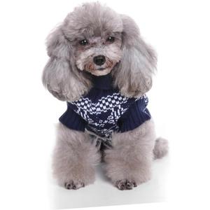 Warm Dog Sweater Knitted Turtleneck for Small Dogs Christmas Outfit Pet Winter Clothes  (Blue, XS) 