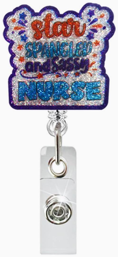 Nurse Badge Reel Retractable with Alligator Clip Glitter Acrylic Badge Holder Cute ID Badge Holder Clip Nurse Office Supplies for Medical Worker Employee Doctor