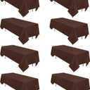 8 Pack Brown Table Cloth 60 x 102 Inch Rectangular Tablecloths for 6 Foot Rectangle Tables, Wrinkle Resistant Brown Tablecloth Washable Polyester Fabric for Buffet Wedding Party Banquet