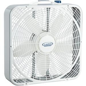 Lasko Weather-Shield Performance Box Fan, 3 Speeds, Innovative Wind Ring System for Up to 30% More Air, Carry Handle for Bedroom, Office, Home, 20 Inch, White, 3720