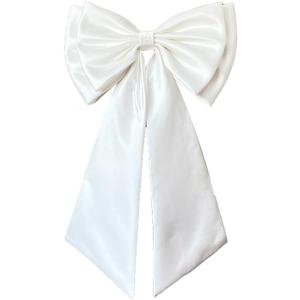 Detachable Satin Bow for Wedding Dress Bowknot with Irregular Tulle Tail