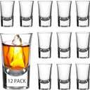 Ruckae 12 Pack 1 OZ Shot Glasses Set with Heavy Base Clear Shot Glasses Bulk for Vodka Tequila Whiskey Liquor (Transparent-Cone Shaped)