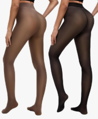 Pairs Fleece Lined Tights Women Thermal Leggings Sheer Pantyhose Fake Translucent Warm Winter Tight