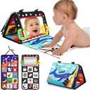 URMYWO Tummy Time Toy - Black and White High Contrast Baby Toys for Newborn - Baby Visual Stimulation Mirror - Montessori Sensory Crinkle Toy for Infant 0-3-6-12 Months - Shower Gift for Boy Girl
