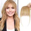 BOGSEA Clip in Bangs 100% Human Hair Bangs with Temples Hairpieces for Women Fake Bangs for Daily Wear (Blonde, Wispy Bangs)