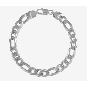 Men's Sterling Silver 925 Italian 5.5 mm Solid Figaro Chain Link Bracelet 9" Men's Sterling Silver 925 Italian 5.5 mm Solid Figaro Chain Link Bracelet 9"