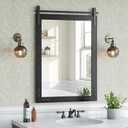 Brightify Farmhouse Bathroom Wall Mirror 22"x30" Black Rustic Wall Mirror with Solid Fir Wood Frame, Barn Door Style Mirror for Bathroom Over Sink, Entryway, Living Room, Bedroom, Easy Hanging