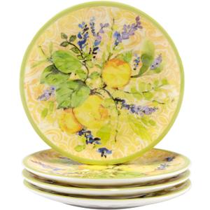 Certified International Lemon Zest Canape Plate Set, 6-inch Diameter, Set of 4, For Everyday Use, Kitchen Accessories, Party Celebration