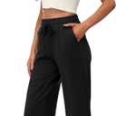 RESHE Women's Capri Yoga Pants Loose Soft Drawstring Workout Sweatpants Causal Lounge Pants with Pockets (Black, S)