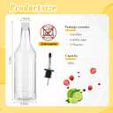 Dandat 12 Pieces 32 oz Plastic Long Neck Bottles with Pourer and Caps Plastic Juice Pour Bottles with Stainless Steel Pourers Tapered Spout for Liquor (Silver Bottle Pourer)