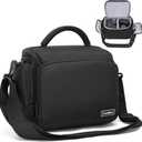 Cwatcun Camera Bag, Single Camera Shoulder Bag, Sling Crossbody Compact Camera Case Compatible for Canon Nikon Sony SLR DSLR Mirrorless Cameras and Lenses Waterproof Camera Bag Black L (1.0 Large)