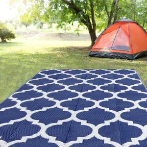 Reversible Rugs Plastic Rug Outdoor Rug Lightweight Outside Mats Modern Outdoor Rug for Patio Portable Mats for RV Backyard Deck Picnic Beach (6x9, Blue)
