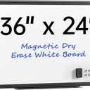 VUSIGN 36" x 24" Magnetic Whiteboard for Wall, Dry Erase Board with Black Frame, Hanging White Board for Office, Home, Classroom, Conference Room  Accessories Included