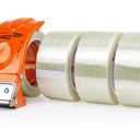 BOMEI PACK 4 Rolls Mono Filament Strapping Tape with Dispenser,2 Inch x 30 Yards,Heavy Duty Transparent Reinforced Fiberglass Tape,Filament Tape for Packing,Total 120 Yards