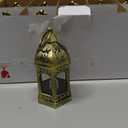 Mini Lantern with Flickering LED Candles Set of 10, Hewory Gold Vintage Decorative Hanging Candle Lanterns for Halloween, Christmas, Wedding Decorations, Party, Table Centerpiece, Battery Included